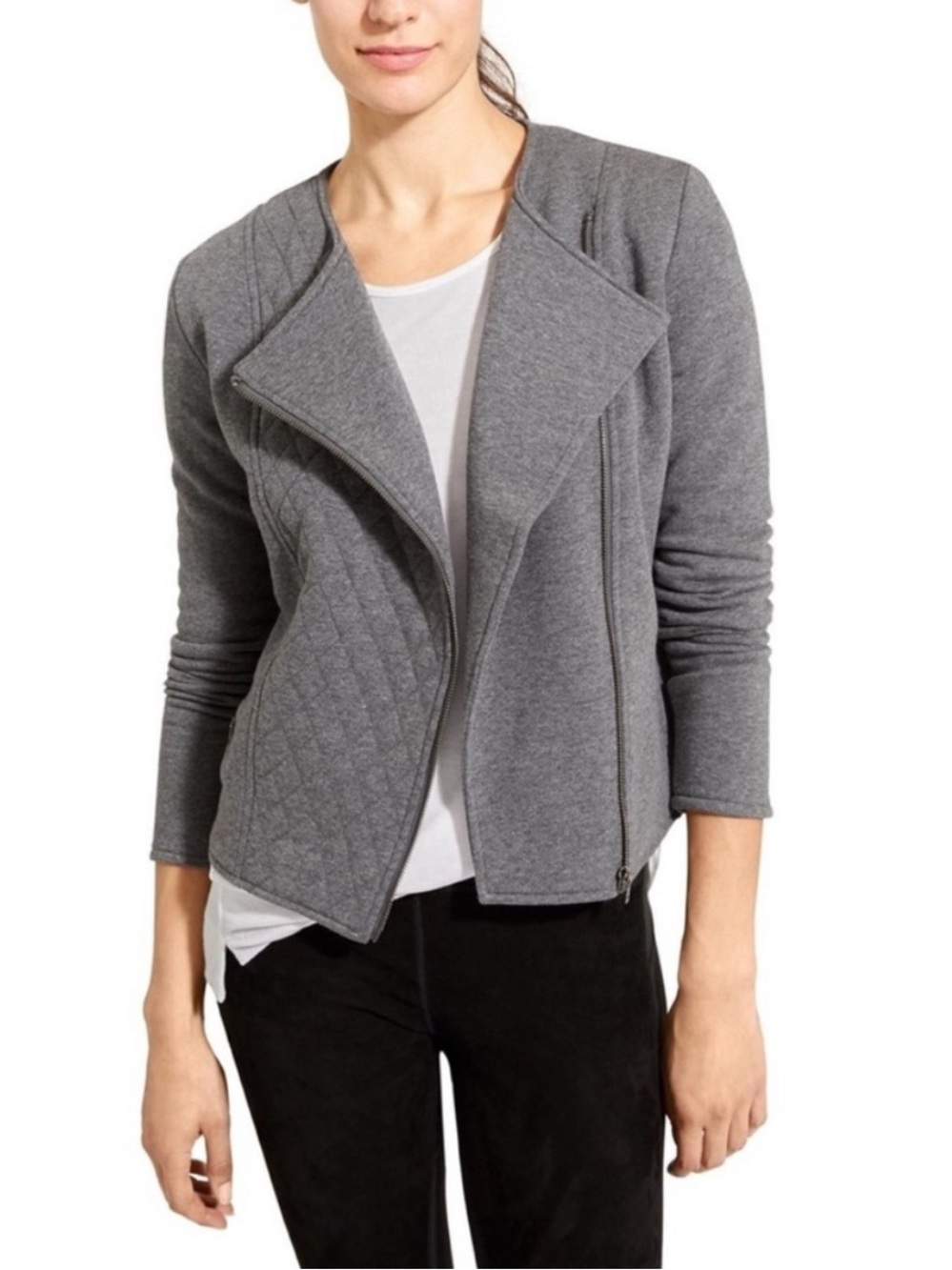 Athleta Belvedere Quilted Moto Jacket Olive Green Size S